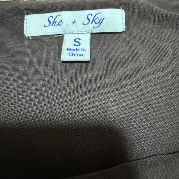 She + Sky Gray & Black Animal Print Lace Trim Cami Top | Size S - Picture 3 of 4